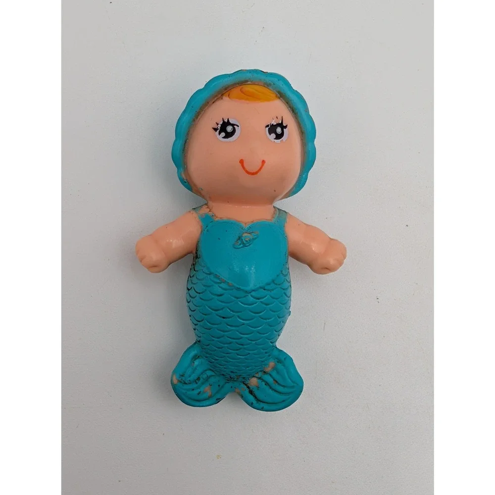 Sea Wee Mermaid Figure Blue Vintage 1979 Hong Kong Toy CPG 2 Inch
